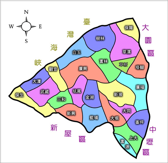 觀音區行政區域圖